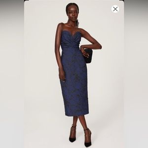 Monique Lhullier strapless midi pencil formal dress